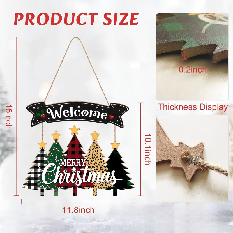 Decorative wooden sign with winter motifs