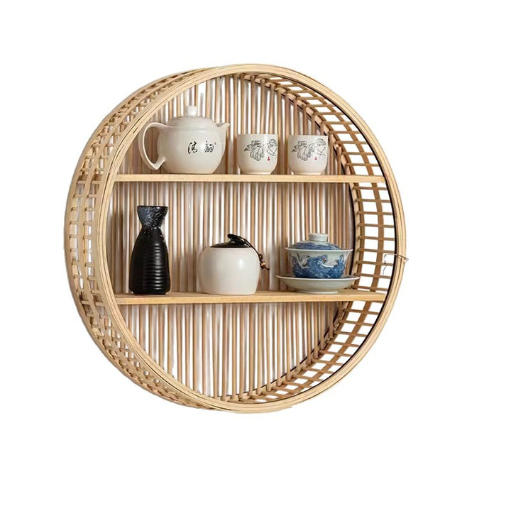 Handwoven storage basket for bathroom utensils