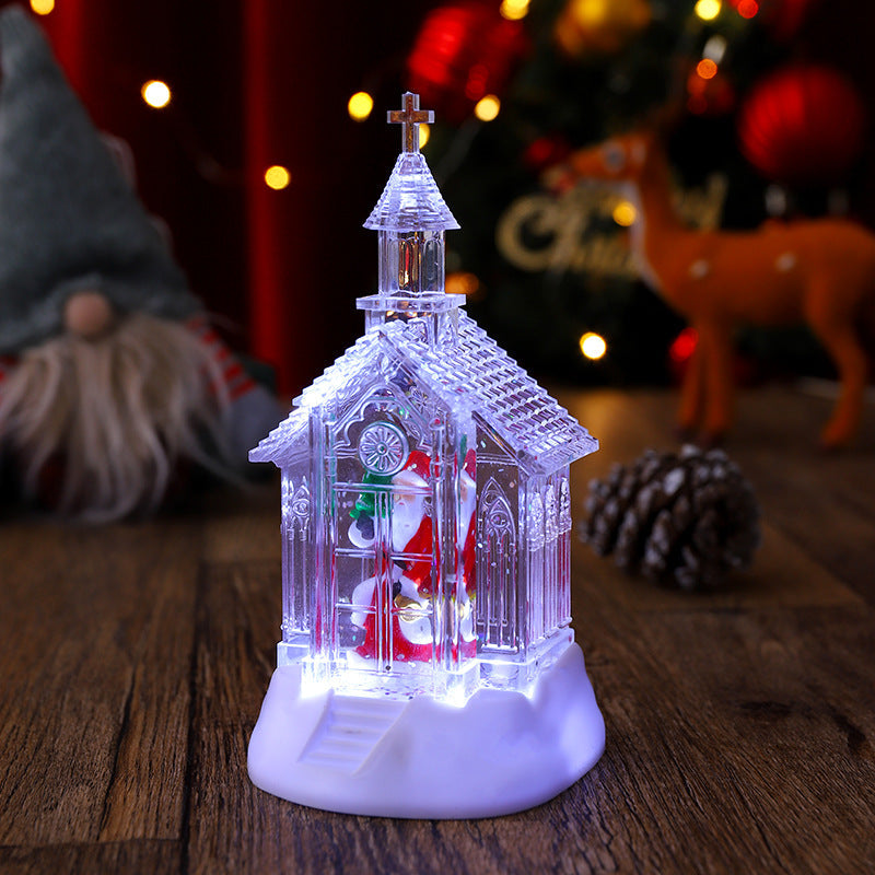 Decorative Christmas lantern with snowman scene