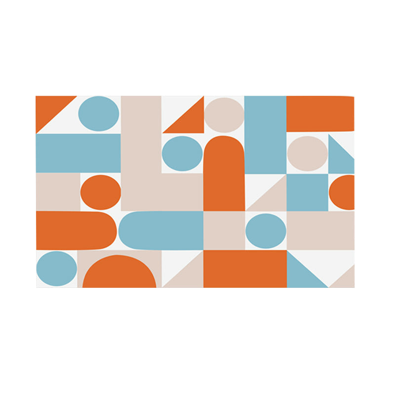 Flat-woven living room runner rug with geometric semicircle design and PVC anti-slip backing