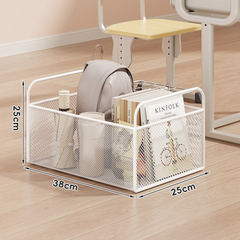 Low-Profile Mesh Rolling Storage Bin for Desk and Floor with Locking Swivel Wheels