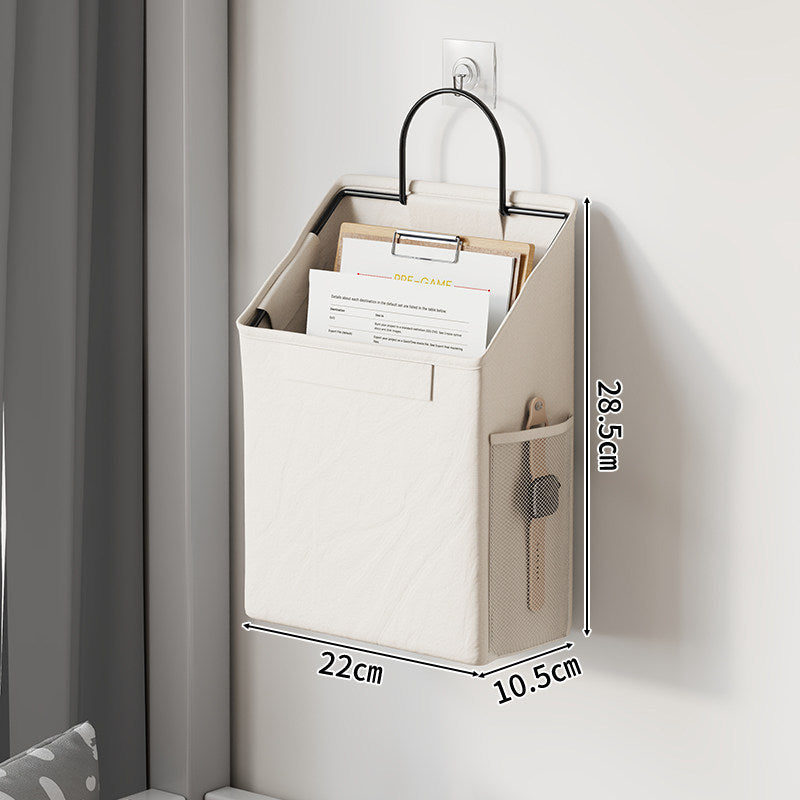 Wall-Mounted Hanging Fabric Storage Bin Organizer with Mesh Side Pocket