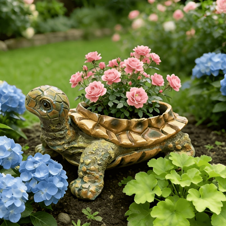 Turtle-Shaped Decorative Planter