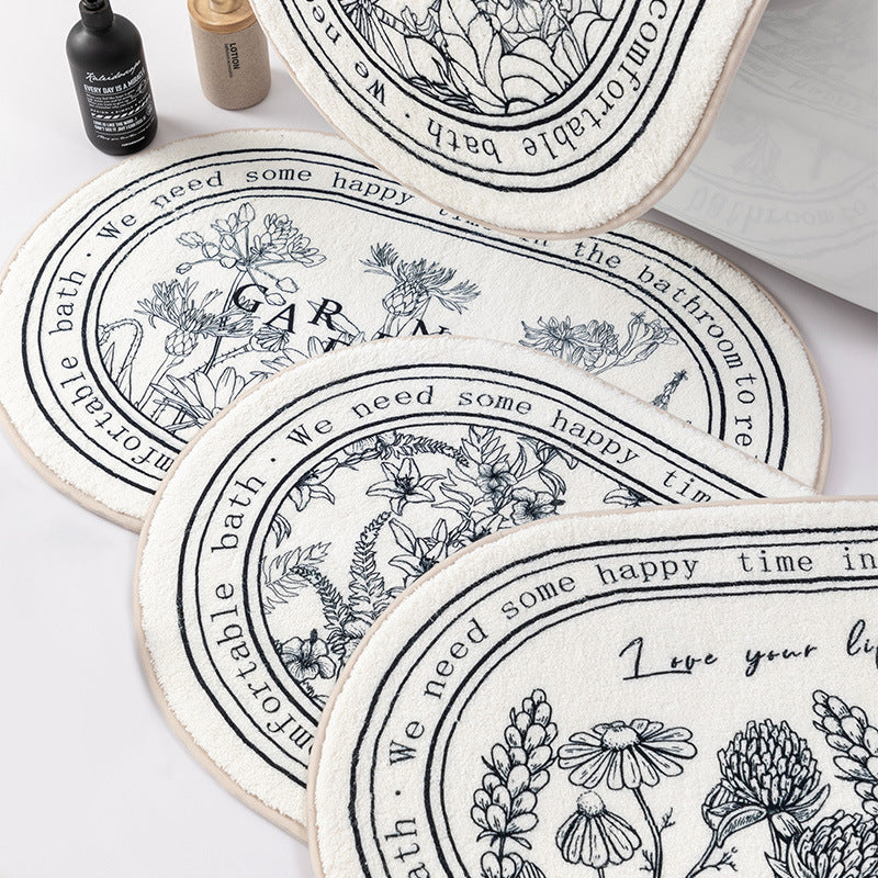 Floral-Themed Bath Mat for Bathroom