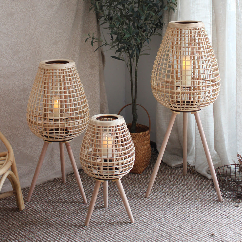 Decorative Rattan Lantern with Carry Handle
