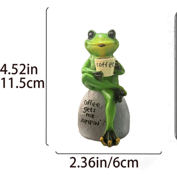 Coffee-Themed Frog Figurine