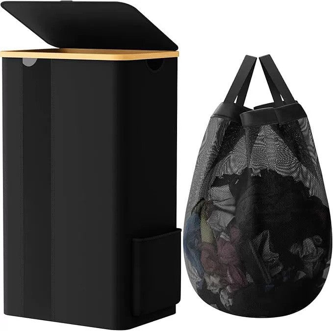 Practical laundry container with removable mesh bag