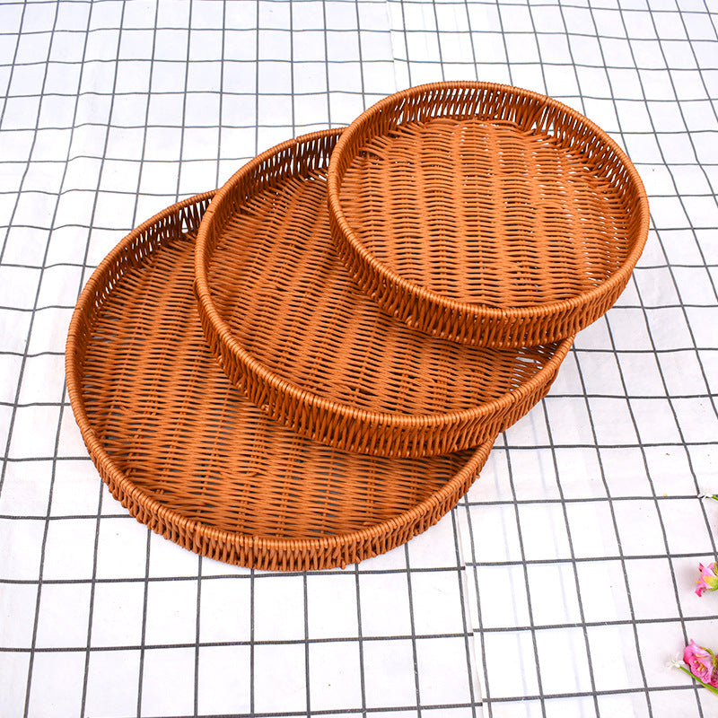 Round Woven Serving Baskets Set