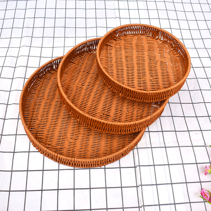 Round Woven Serving Baskets Set