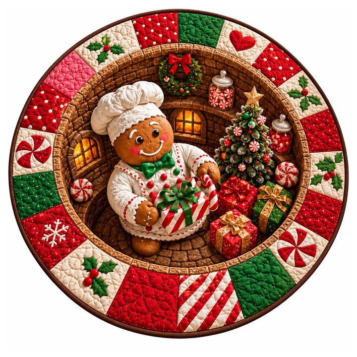 Festive Santa Claus Themed Round Mat for Home