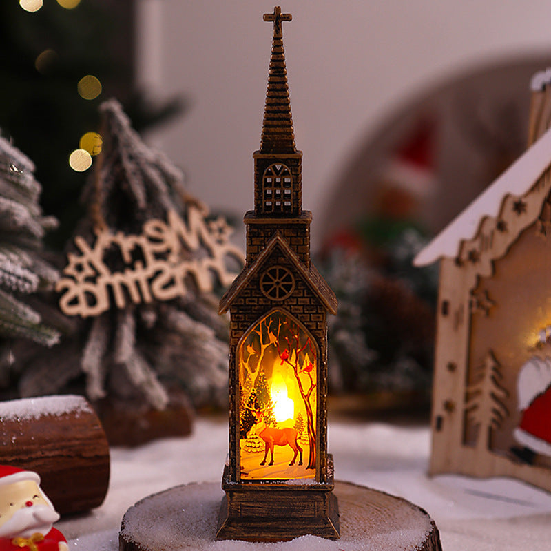 Nostalgic Christmas lantern with movable Santa motif