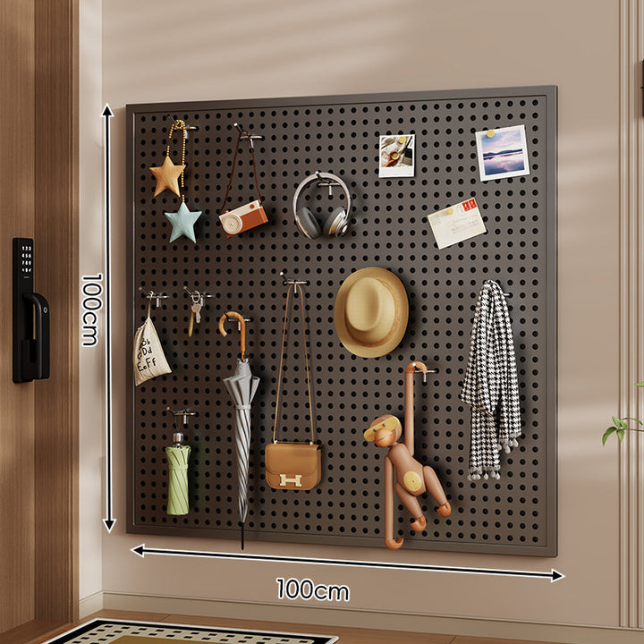 Wall-Mounted Perforated Pegboard Organizer Panel with Metal Frame