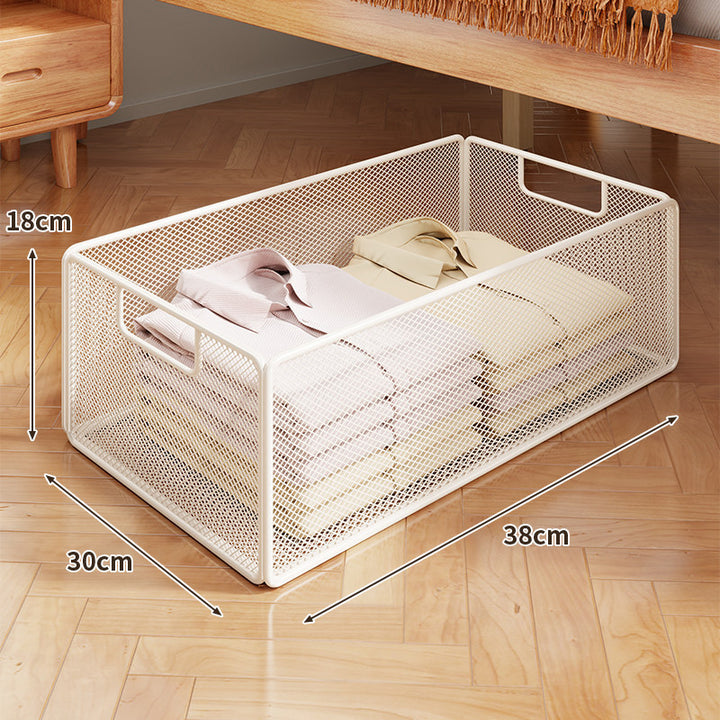 Under-Bed Rolling Mesh Storage Basket with Castor Wheels