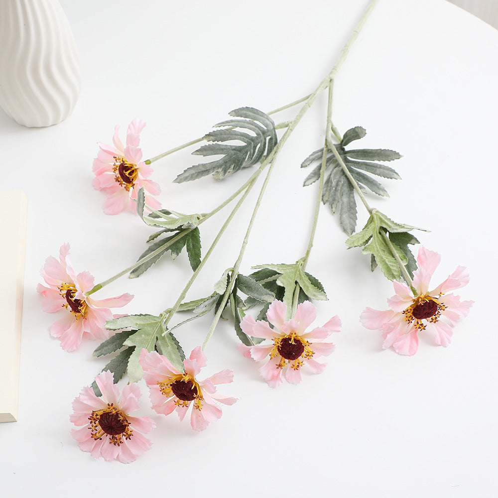 Artificial poppy flower branch with lifelike blooms and detailed leaves