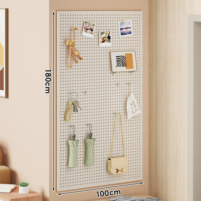 Wall-Mounted Perforated Pegboard Organizer Panel with Modular Hooks