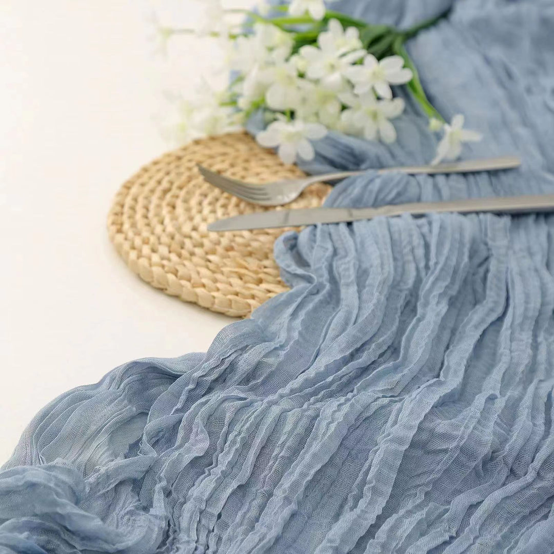 Wo Elegant Crinkled Chiffon Table Runner