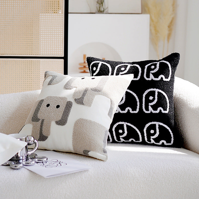 Elephant-Themed Decorative Throw Pillow