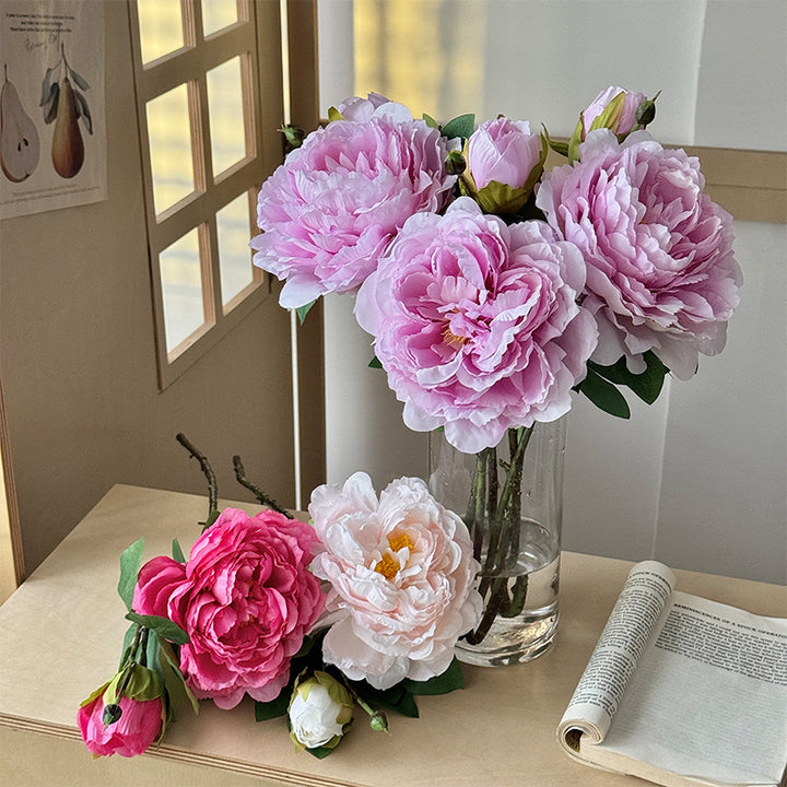 Lifelike Peony Flower Stem