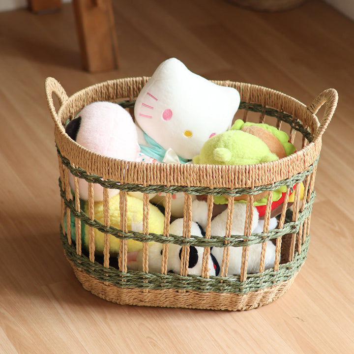 Handcrafted storage basket with natural material