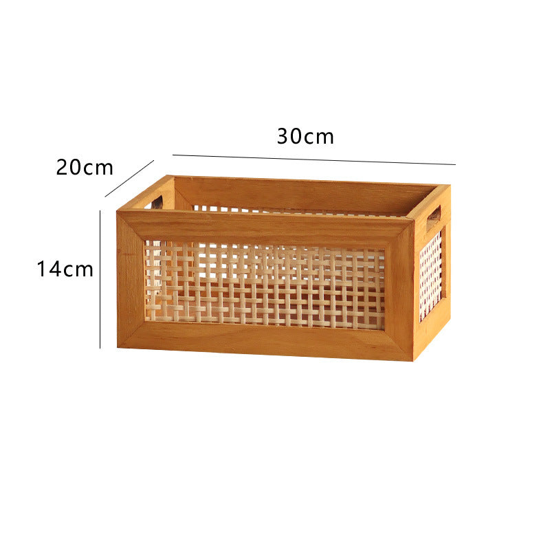 Storage basket made of natural wood