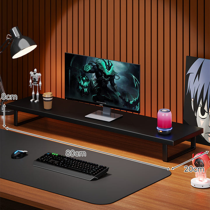 Solid Wood Monitor Riser with Minimal U-Frame Metal Legs