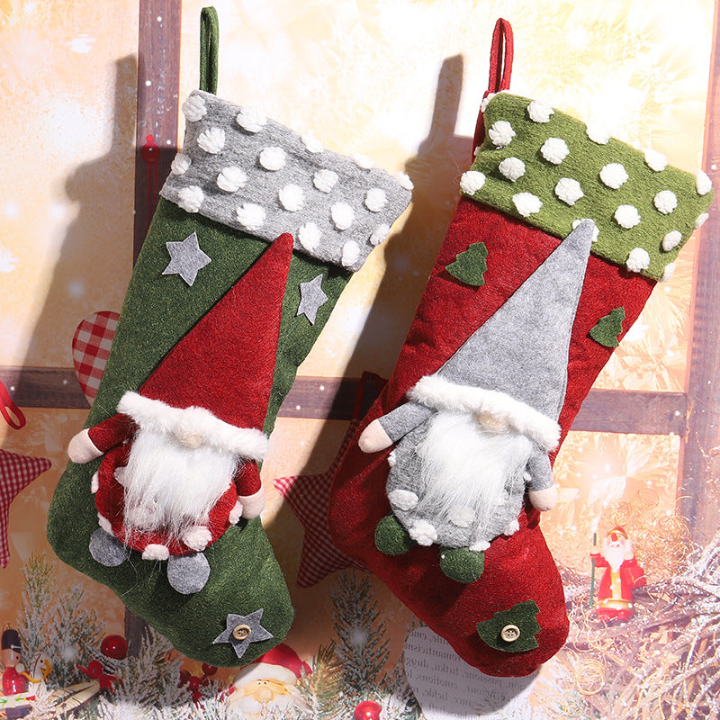 Cute Christmas stocking with gnome motif