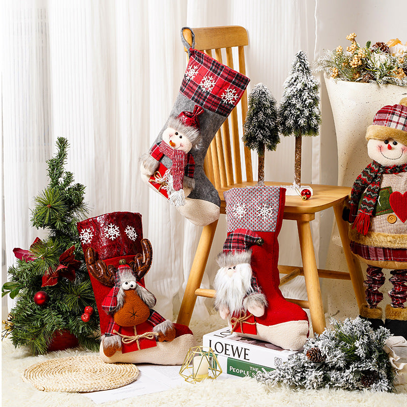 Festive Christmas stocking with reindeer motif
