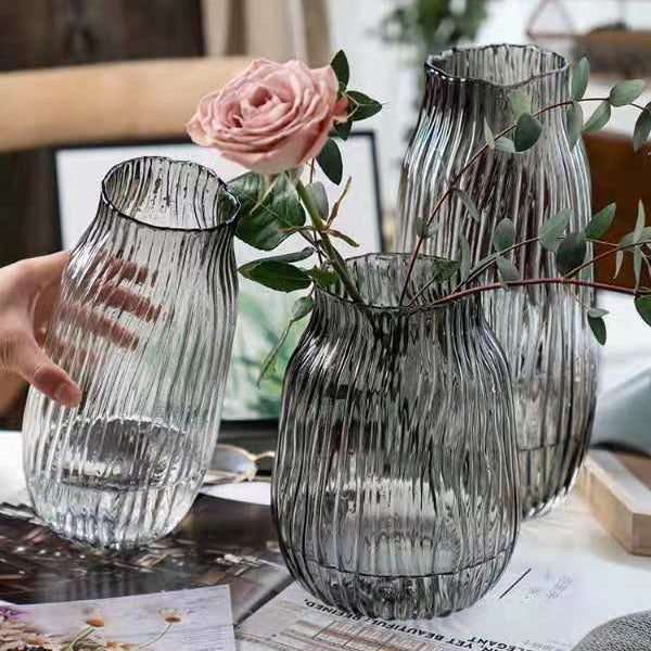 Artistic Ribbed Glass Carafe