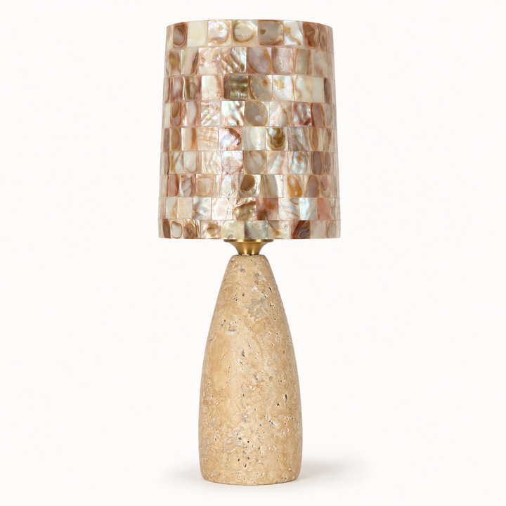 Decorative stone and shell table lamp