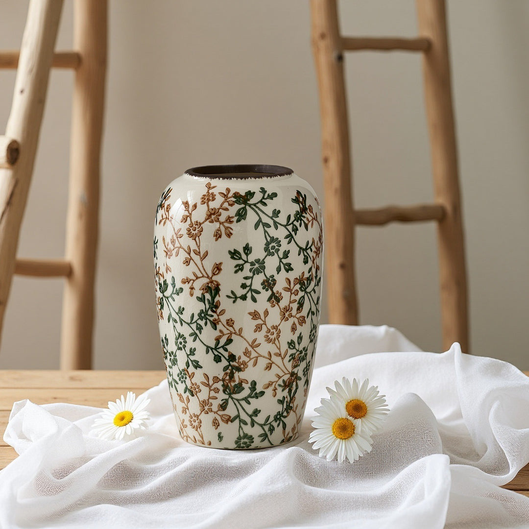 Floral ceramic vase