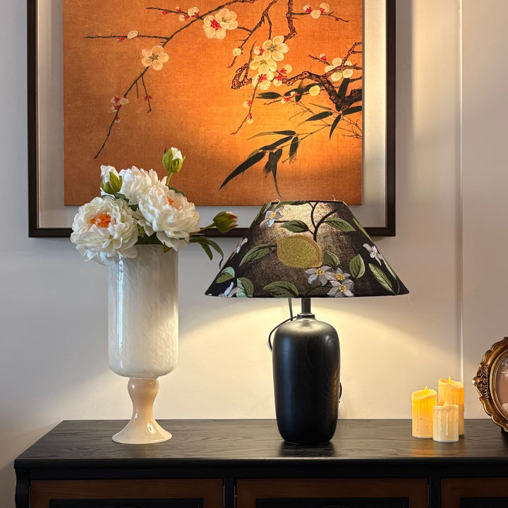 Tall Swirled Glass Pedestal Centerpiece Vase with Marble Effect