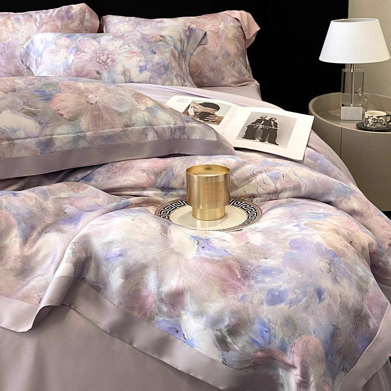 Decorative Luxury Floral Satin Duvet Cover Set Avarnia