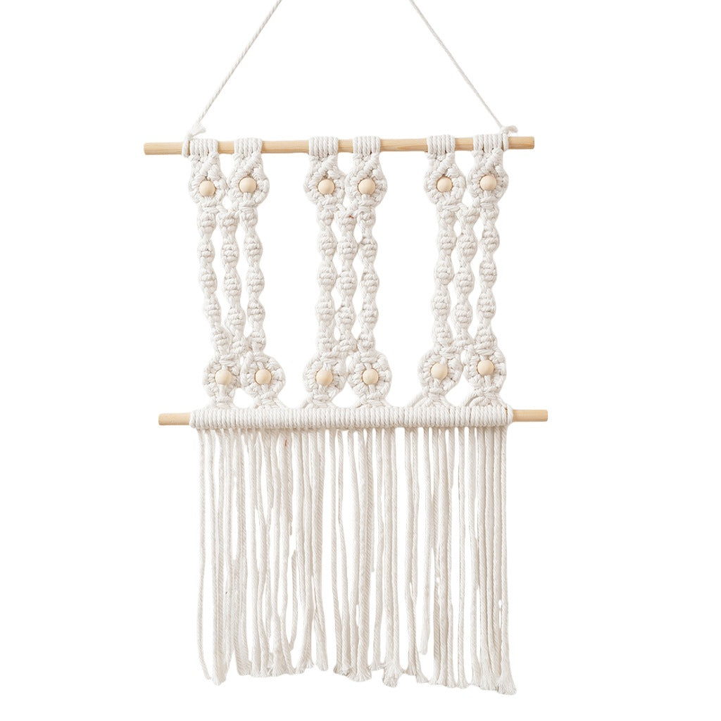 Decorative Macrame Wall Hanging Art with Natural Beaded Detailing