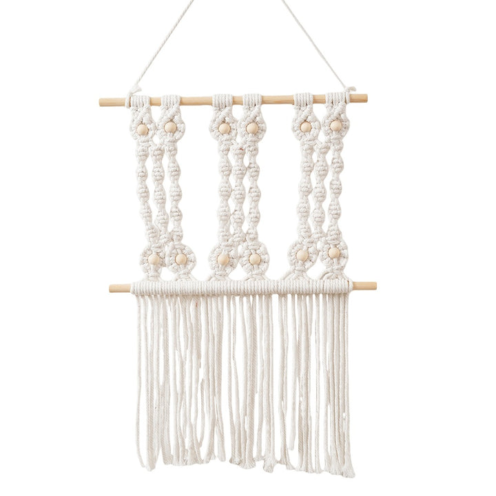 Decorative Macrame Wall Hanging Art with Natural Beaded Detailing