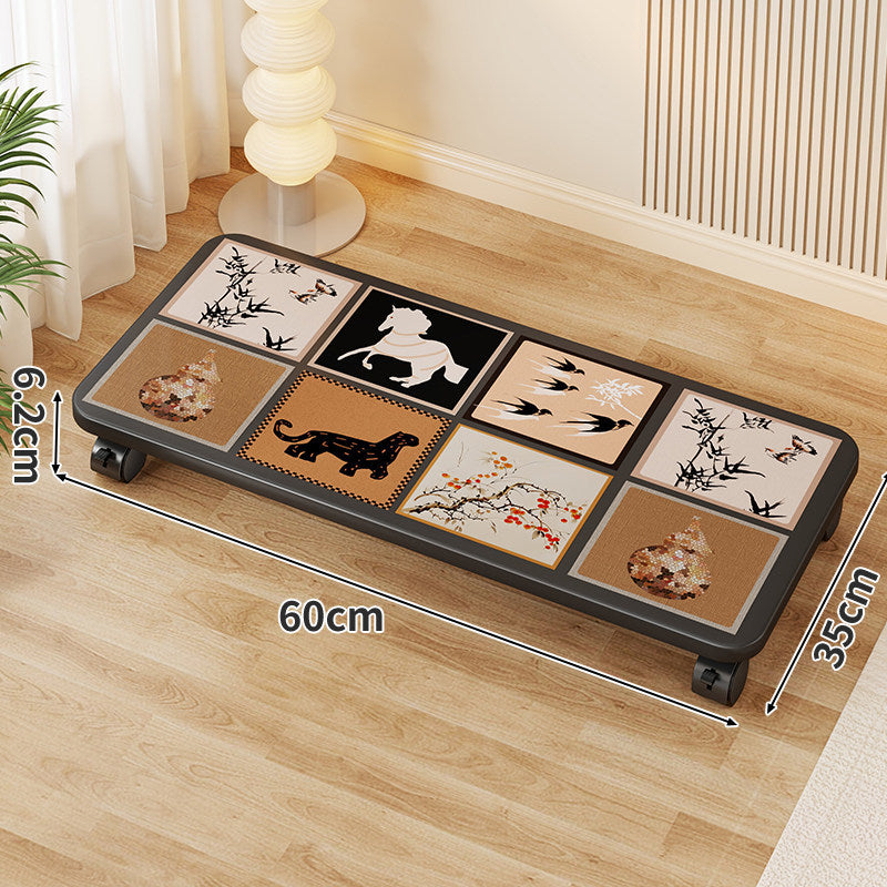 Low-Profile Under-Bed Rolling Storage Platform with Cartoon Top and Locking Casters