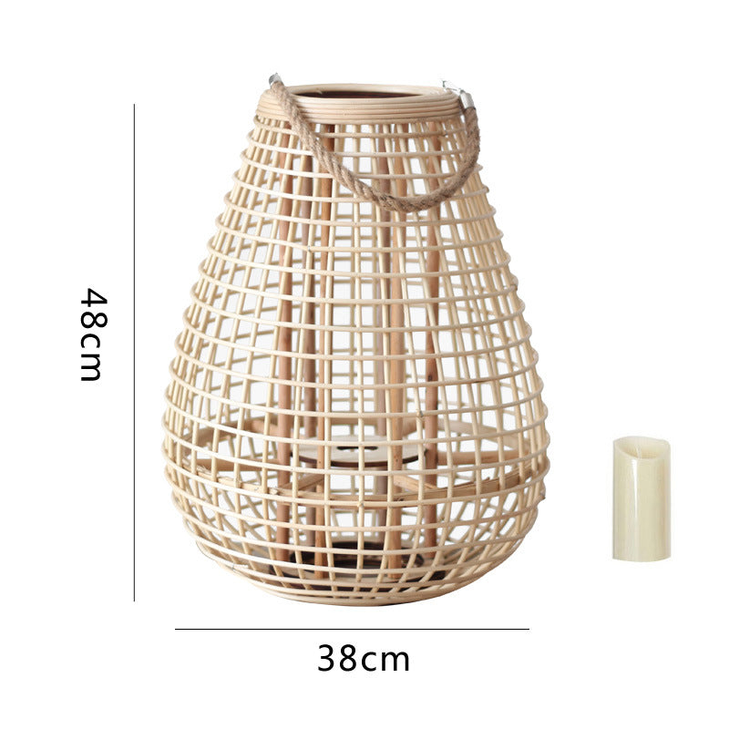 Decorative Rattan Lantern with Carry Handle