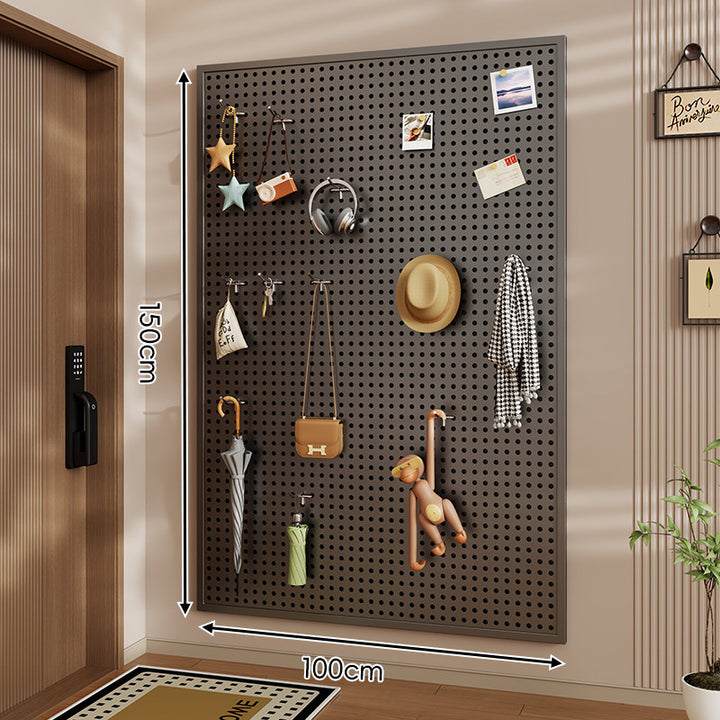 Wall-Mounted Perforated Pegboard Organizer Panel with Metal Frame
