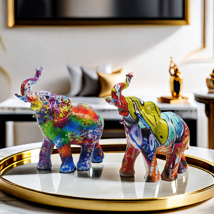 Colorful Elephants Figure