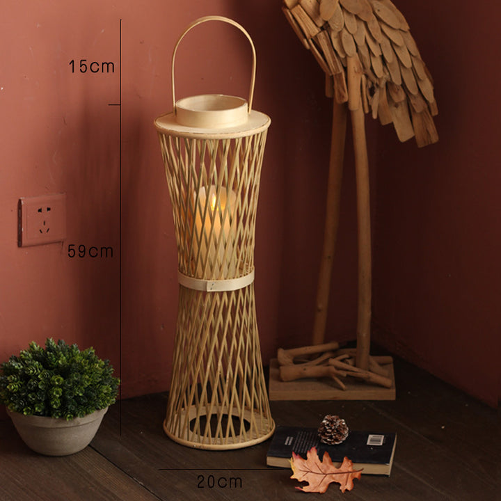 Elegant lamp stand made of woven material