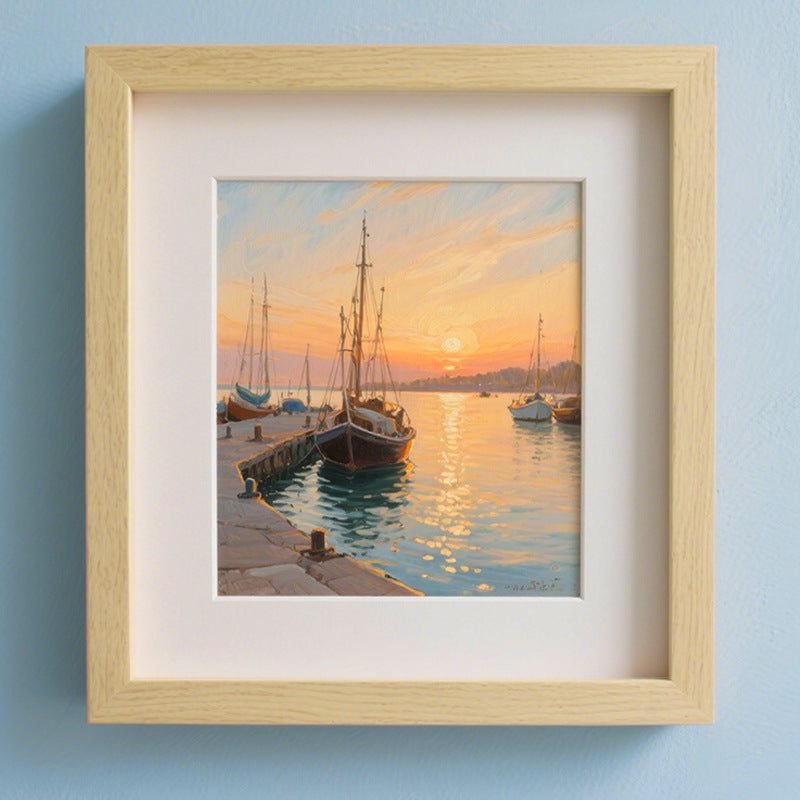 Framed Coastal Sunset Art Display
