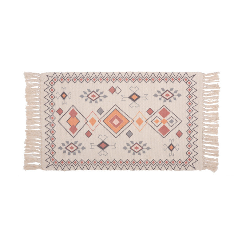 Decorative runner for dining table and console in Boho-Mandala design with fringes