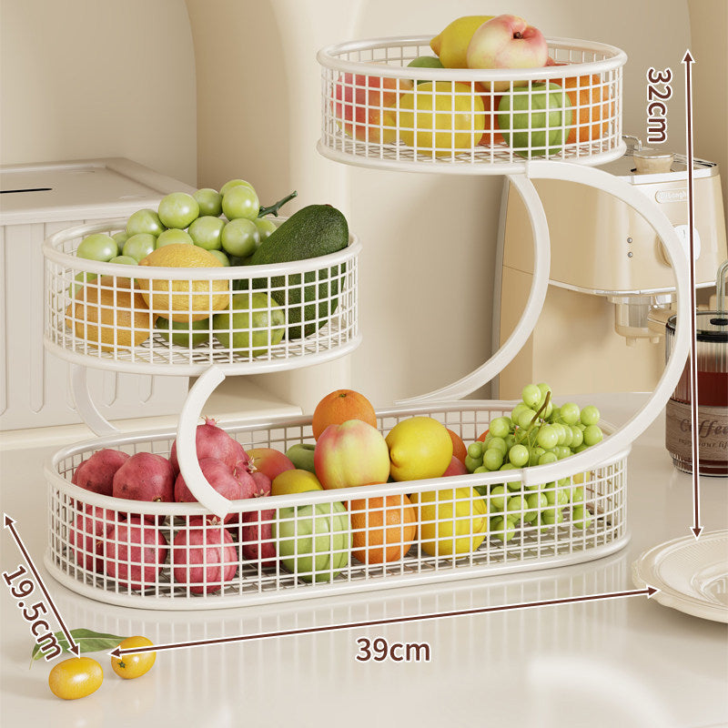 Three-Tier Metal Kitchen Fruit and Vegetable Storage Organizer