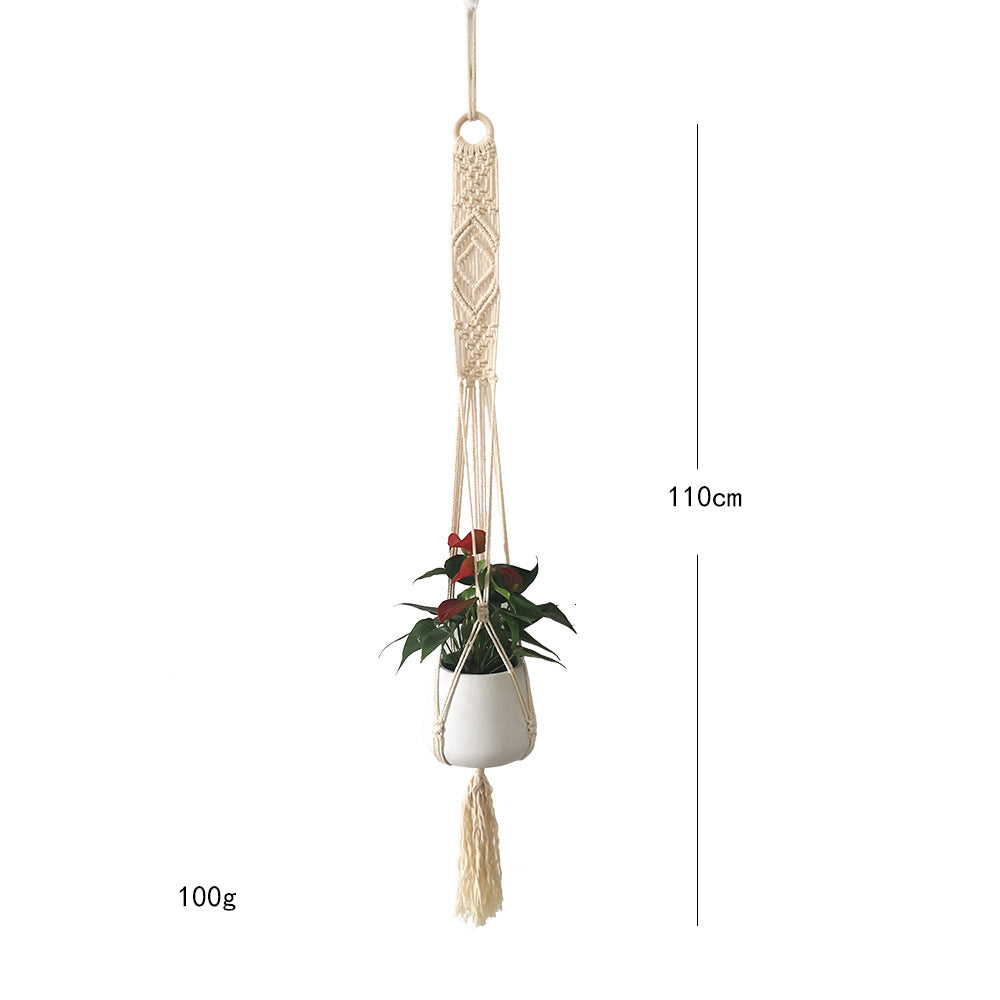 Macrame plant hanger with decorative tassels