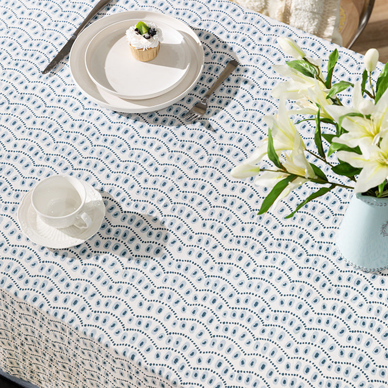 Cotton tablecloth with graphic all-over pattern and contrasting hem edge