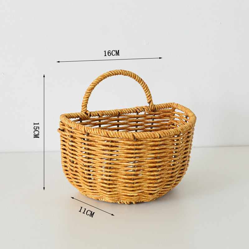 Handwoven willow basket with animal motif