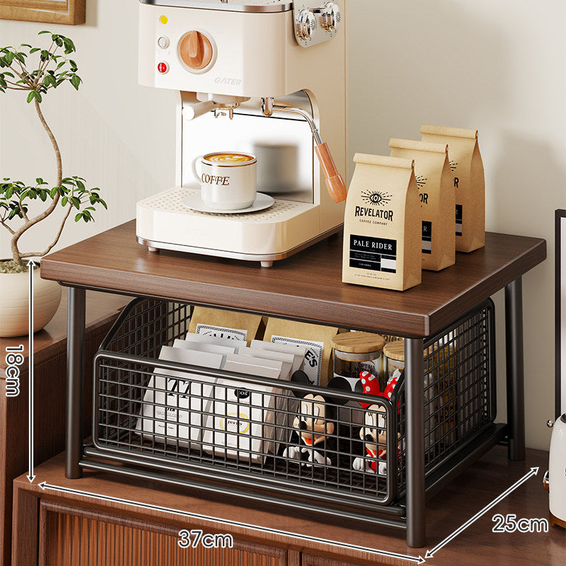 Countertop Espresso Machine Stand with Pull-Out Wire Basket Organizer