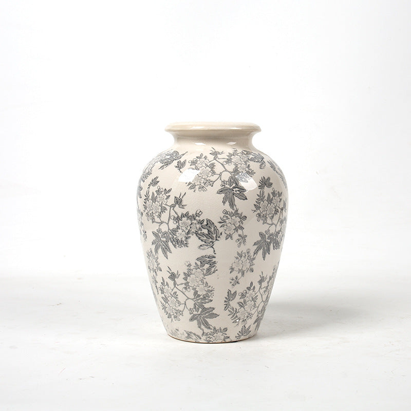 Elegant floral ceramic carafe