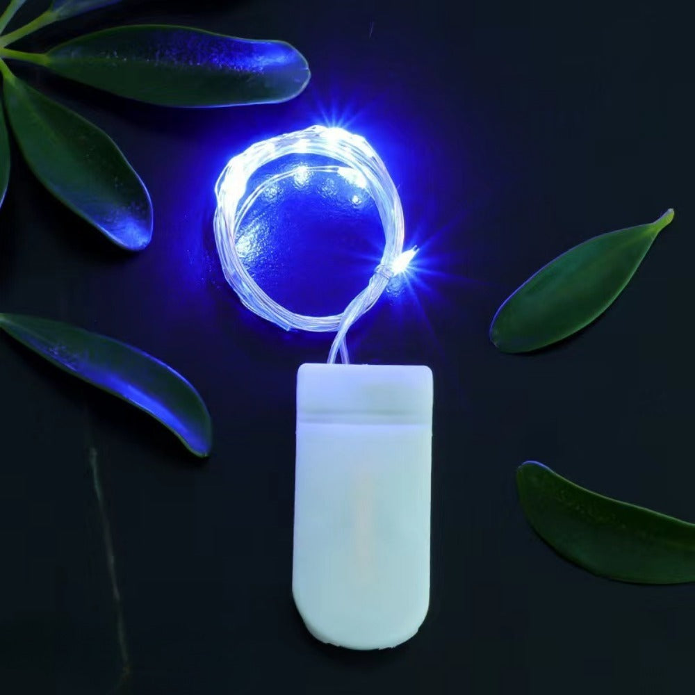 Battery-operated LED copper wire fairy lights set with plug battery pack