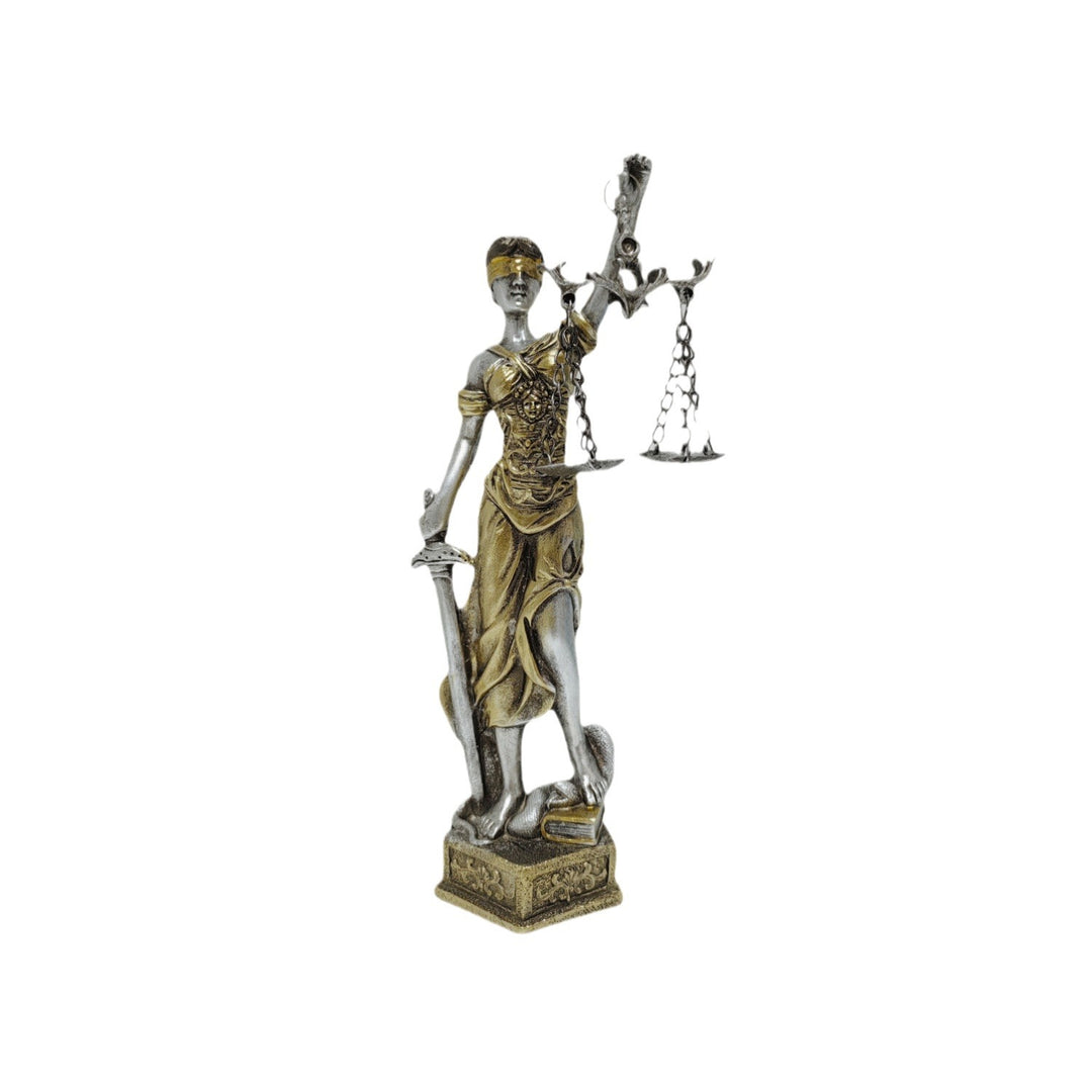Elegant statue of Justitia in artistic details