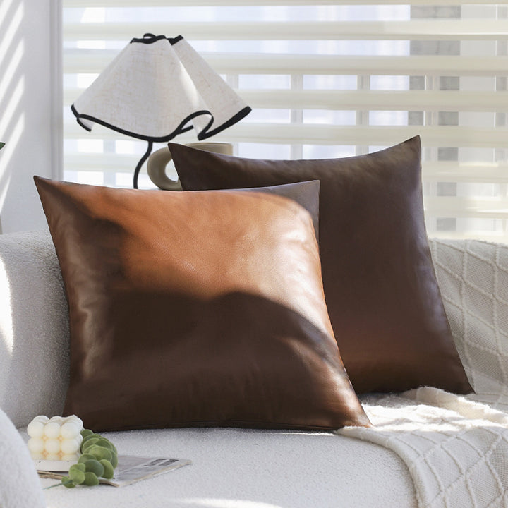 Square premium cushion cover made of vegan Nappa leather with soft-touch surface